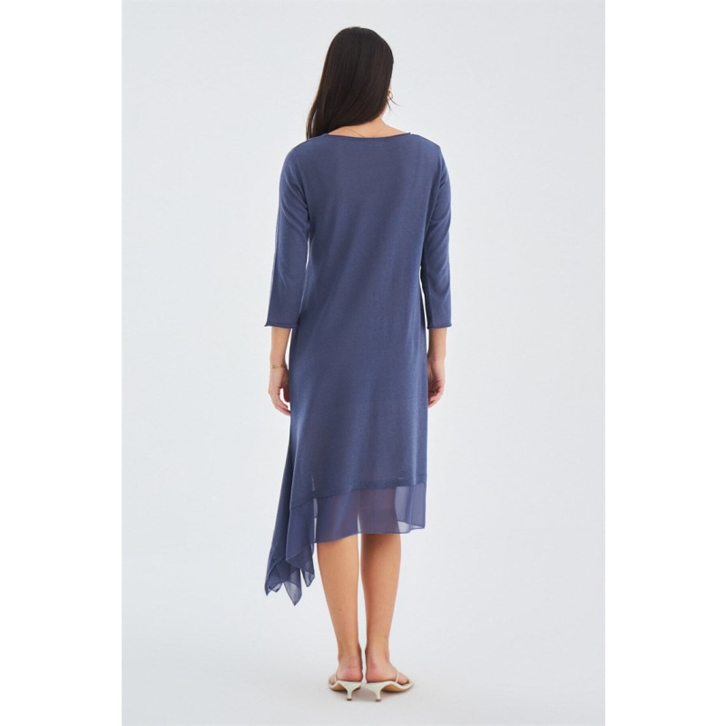 Thumbnail of Fine Chiffon Hem Summer Knit Dress - Blue Grey image