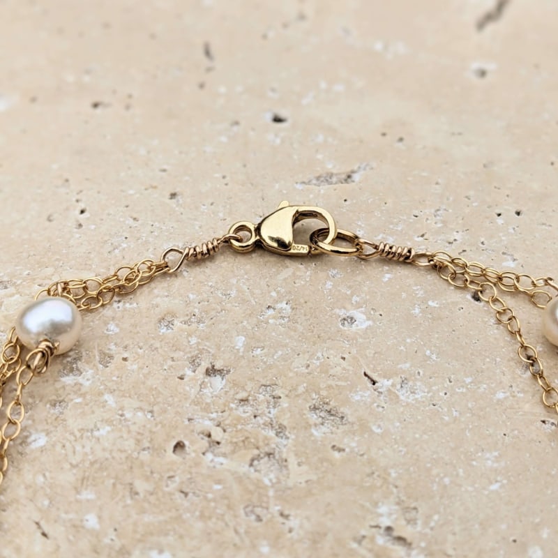 Thumbnail of Ivy Layered Chain Pearl Gold Filled Bracelet image