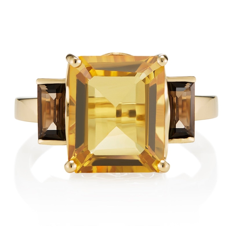 Thumbnail of Yellow Citrine & Smoky Quartz Gold Ring image