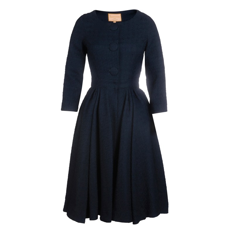 Thumbnail of 'Lady' Italian Wool Swing Dress Coat In Blu image