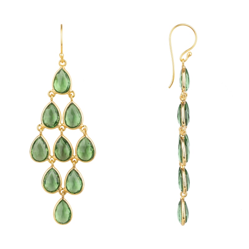 Thumbnail of Erviola Gemstone Cascade Earrings Gold Peridot image