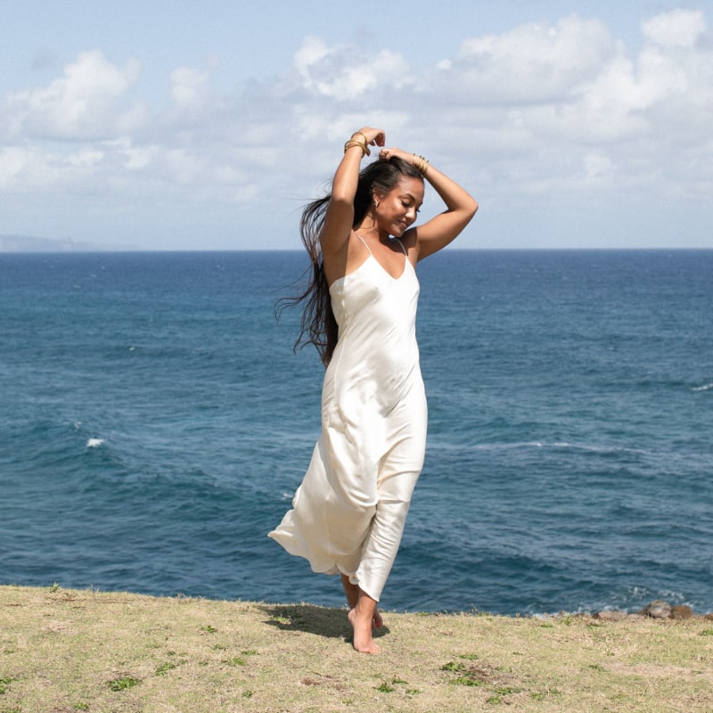 Thumbnail of The Prairie Wildrye Slip Dress In Baby's-breath image