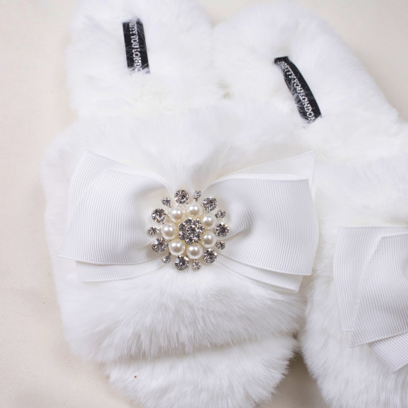 Thumbnail of Anya Slider Slipper With Diamante In Cream image