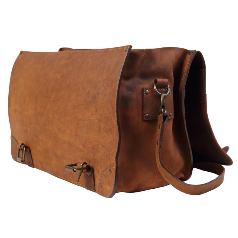 Thumbnail of Leather Duffel Bag In Heritage Brown image