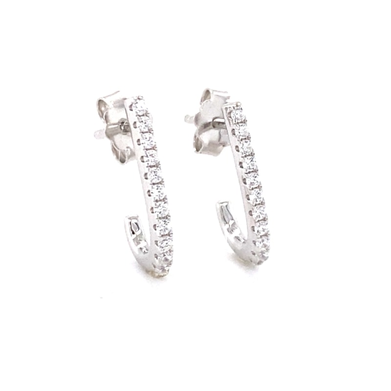 Women's Petite Sparkling Disco J Hoop Earrings in White Gold | Anna Zuckerman