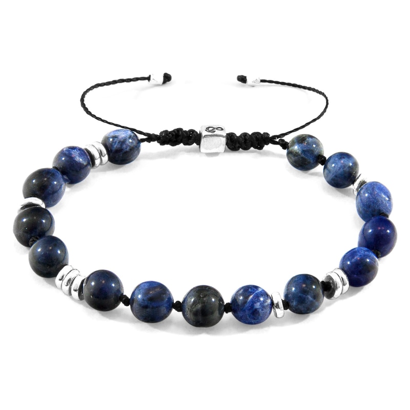 Thumbnail of Blue Sodalite Agaya Silver & Stone Beaded Macrame Bracelet image