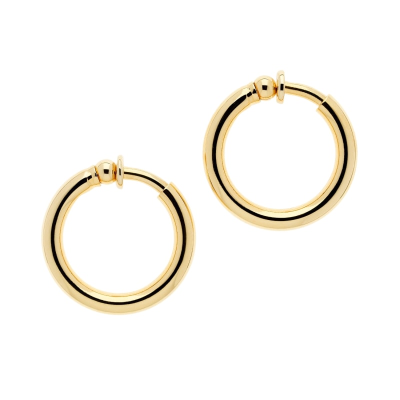 Chunky Gold Clip on Hoop Earrings for Women, 14K Gold Plated Hoops Earring Jewelry Gift