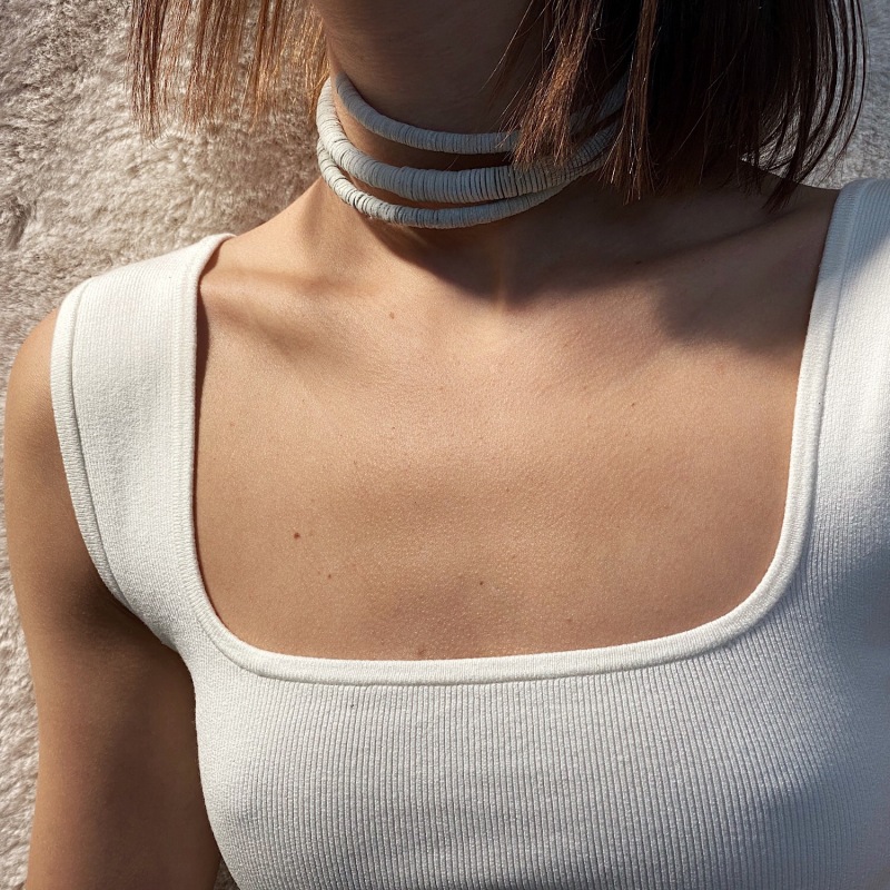 Thumbnail of Continuous Coil Leather Choker White image