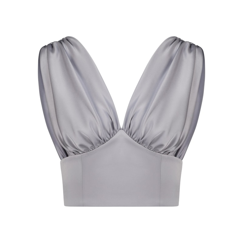 Silver satin crop top hot sale
