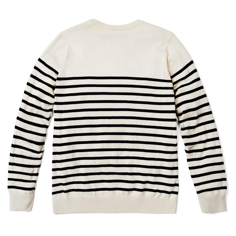 Inzet Monopoly Koning Lear Mens 100% Cotton Striped Breton Allen Sweater - Ecru | Paul James Knitwear  | Wolf & Badger