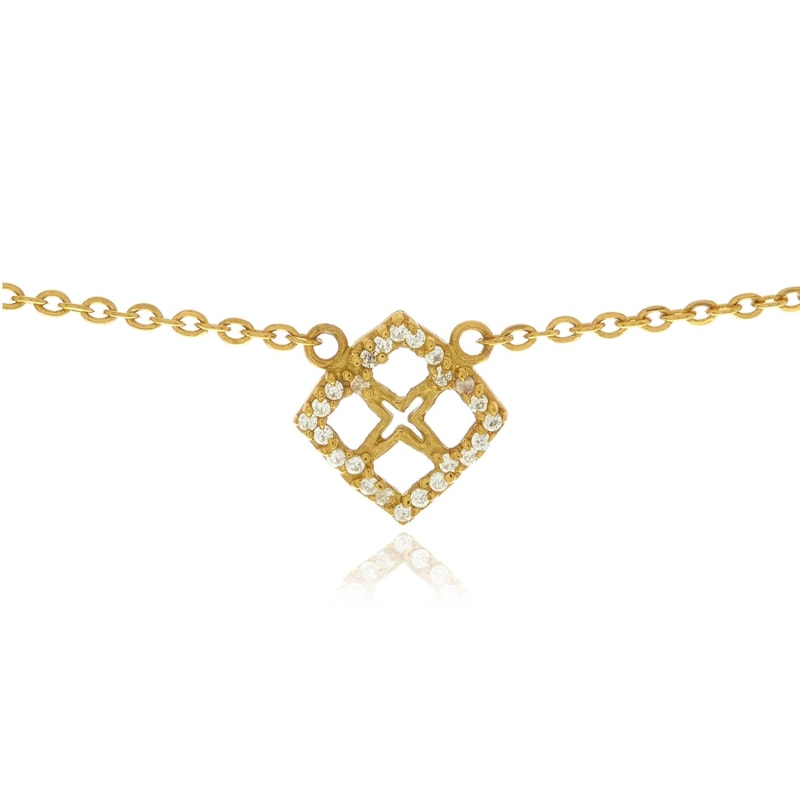 Thumbnail of Signature Gold Mini Flower Diamond Necklace image