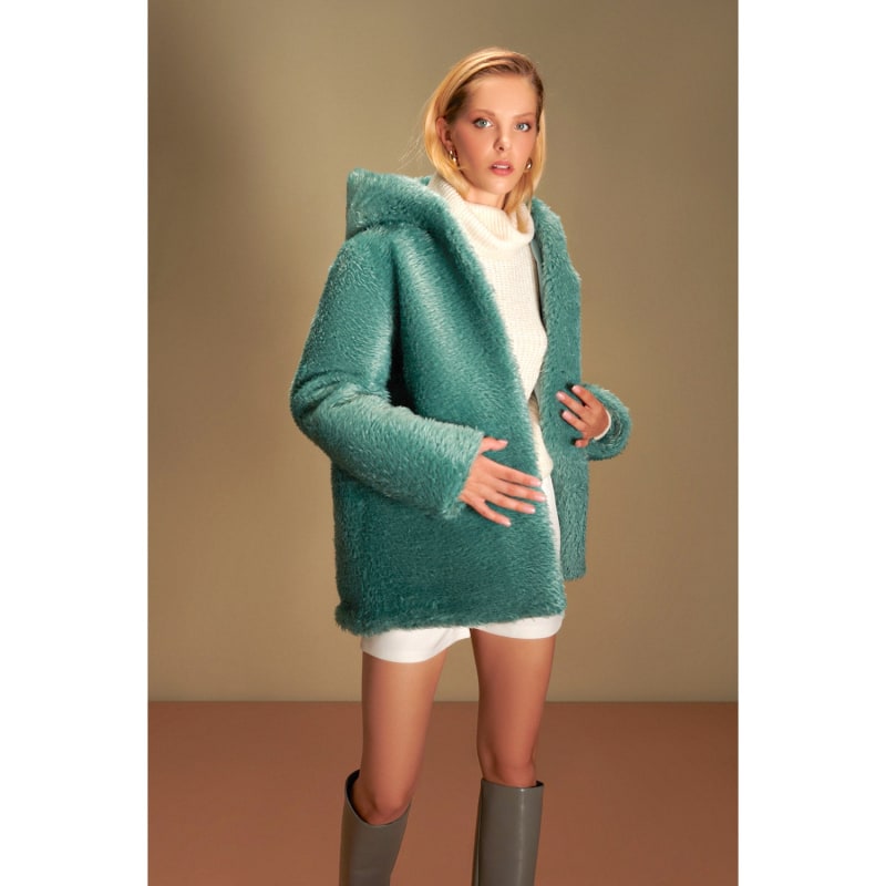 Teal teddy bear coat cheap