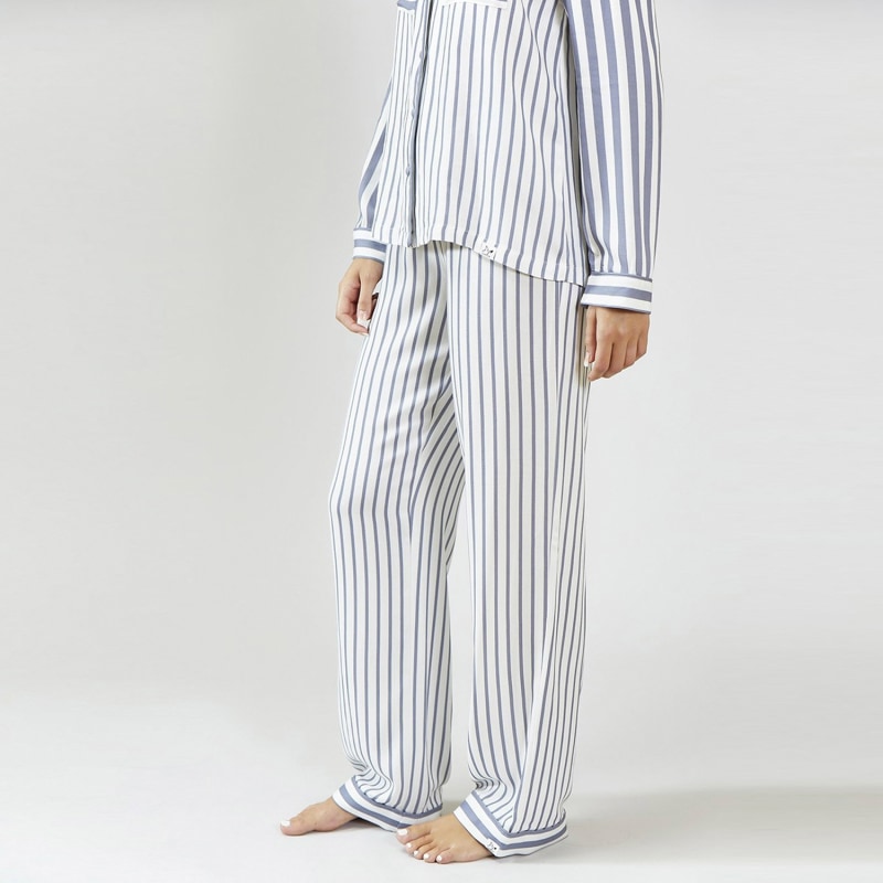 Thumbnail of Boyfriend Fit Striped Pyjama In Grey & Ecru image