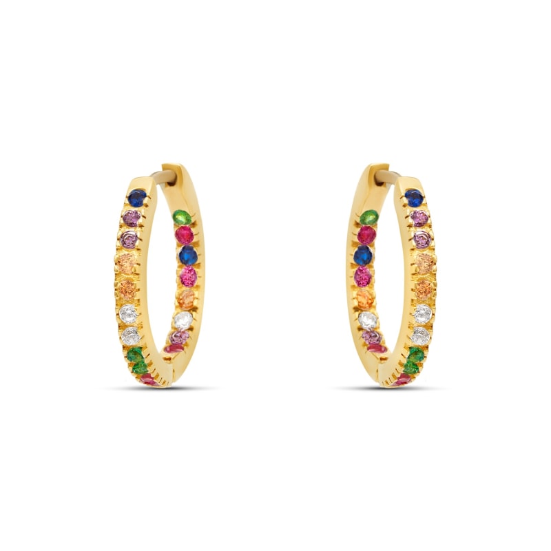 Rainbow Hoop Earrings Gold MOSUO Jewellery Wolf Badger
