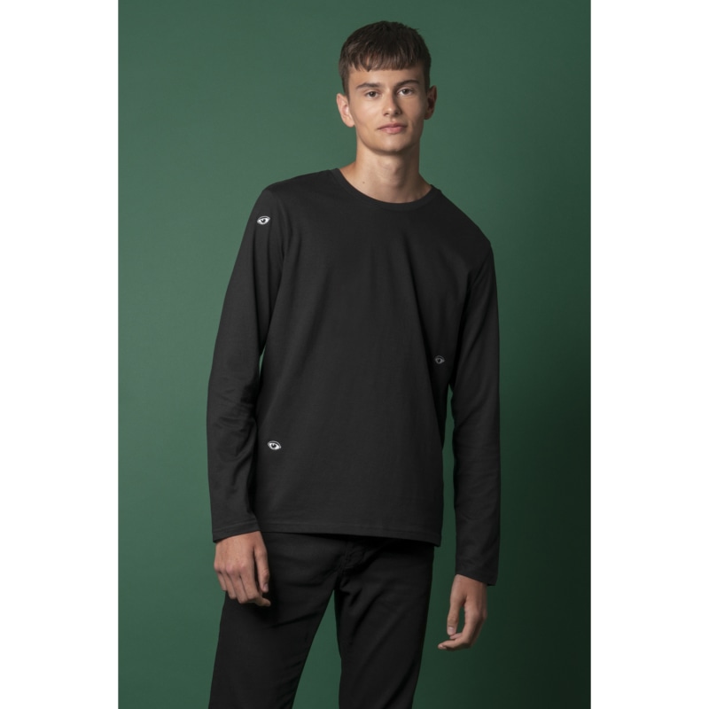 Thumbnail of Eyes Embroidered Long Sleeved Top Black Men image