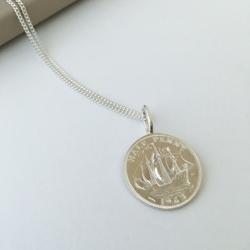 Thumbnail of British Half Penny Necklace In Silver image