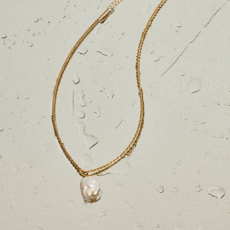 Thumbnail of Ari Rope Chain Pearl Necklace - 18K Gold Vermeil image