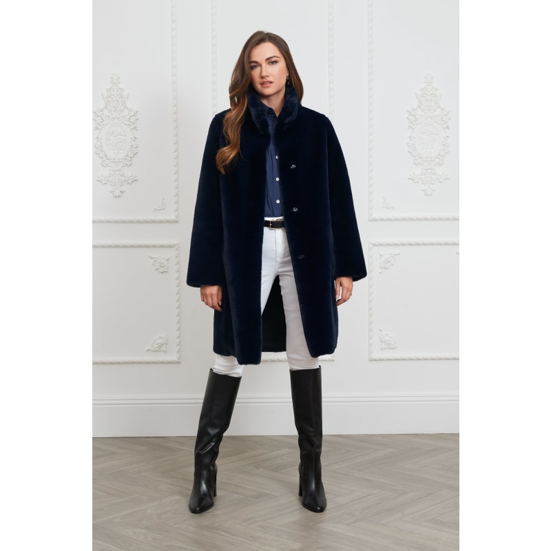 Thumbnail of Jackie Faux Fur Shearling Coat Midnight Blue image