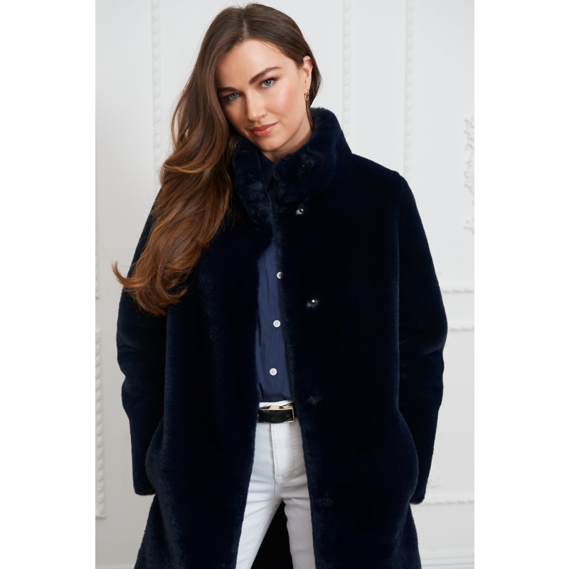 Thumbnail of Jackie Faux Fur Shearling Coat Midnight Blue image