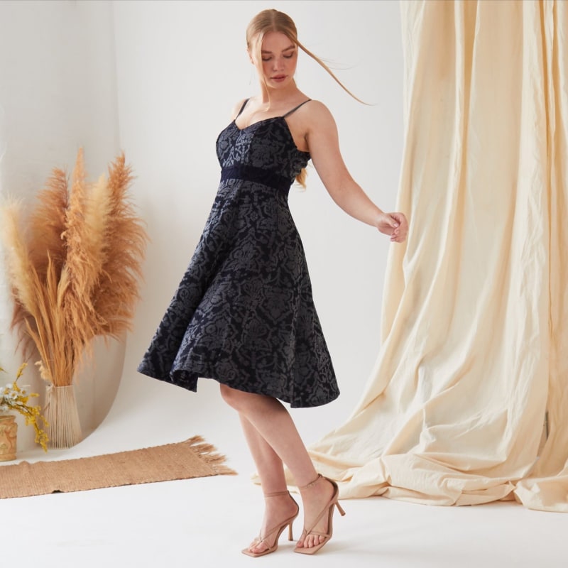 Thumbnail of Velvet Jacquard Fit And Flare Dress image