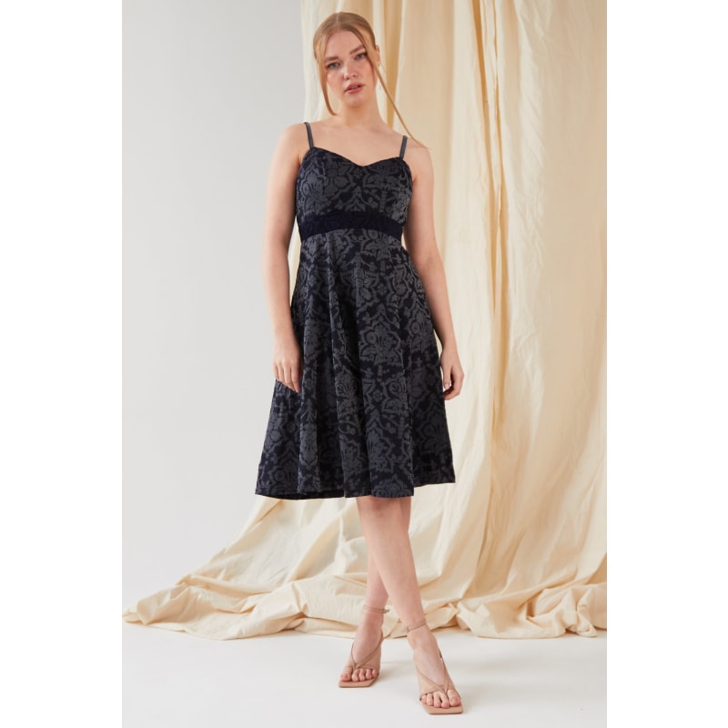 Thumbnail of Velvet Jacquard Fit And Flare Dress image