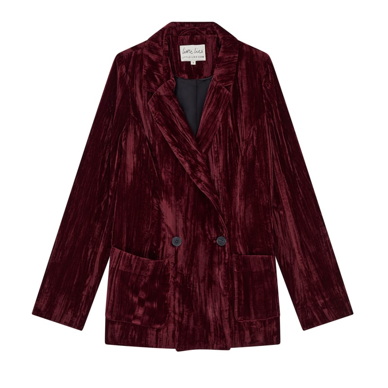 Wine velvet blazer womens top
