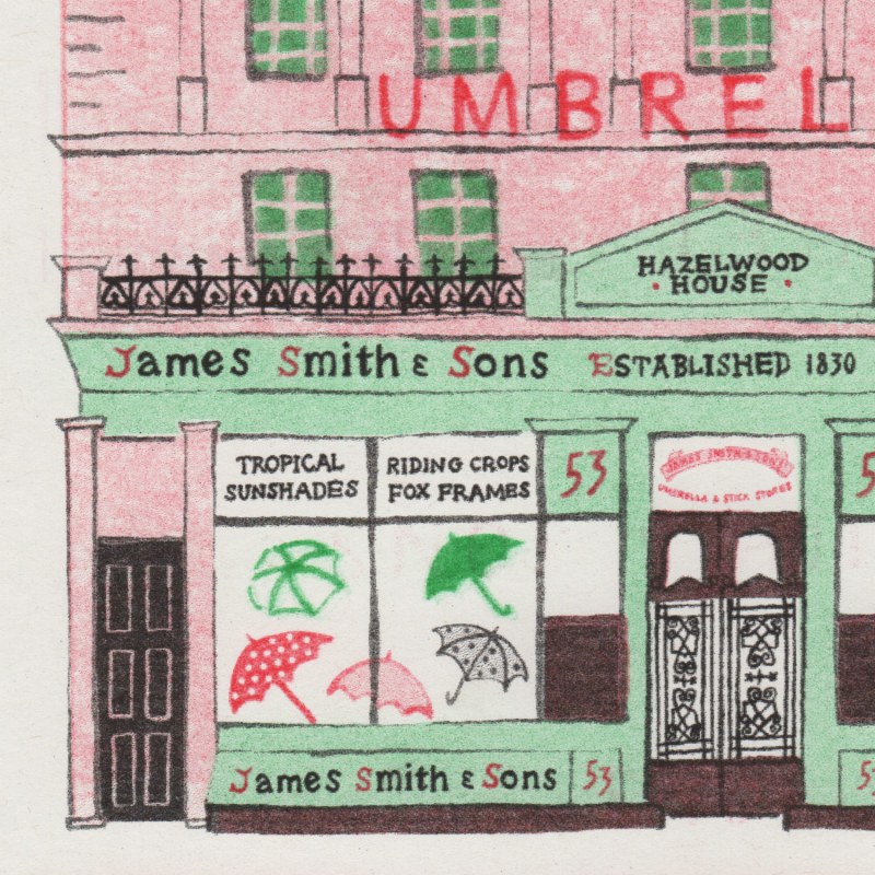 Thumbnail of James Smith & Son Umbrella Shop Risograph Print, Large image