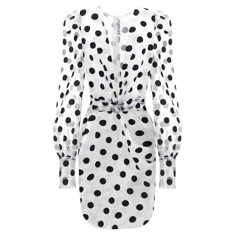 Thumbnail of Jamie Polka Dot Puff Sleeve Organza Mini Dress image