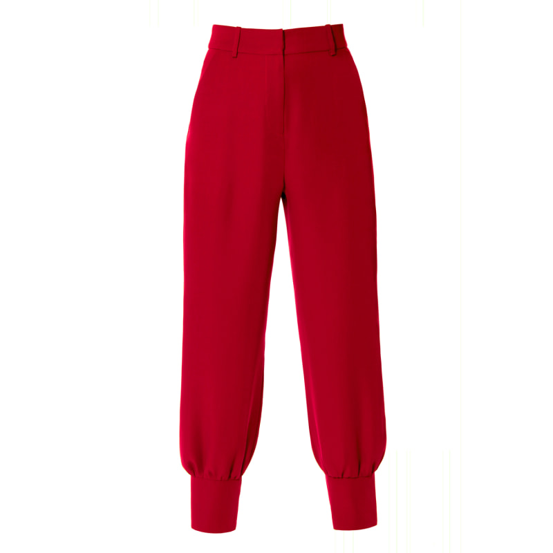Red jean joggers top
