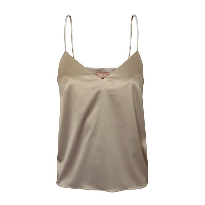 Relaxed Adjustable Spaghetti Strap Cow Neck Silk Satin Cami