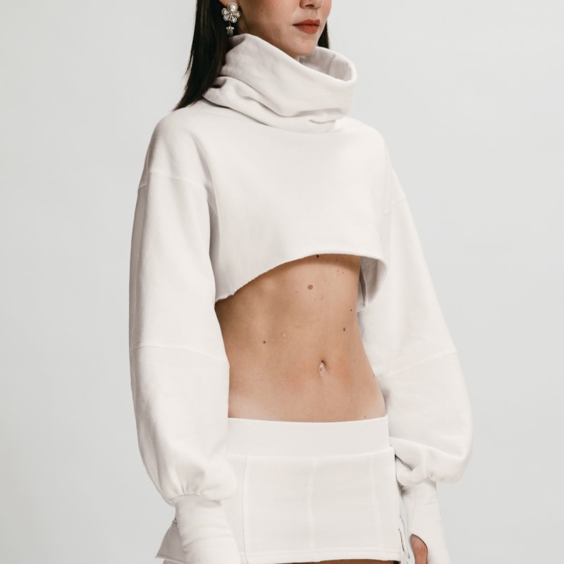 Thumbnail of Jarra Cropped Turtleneck Sweatshirt-Ivory image