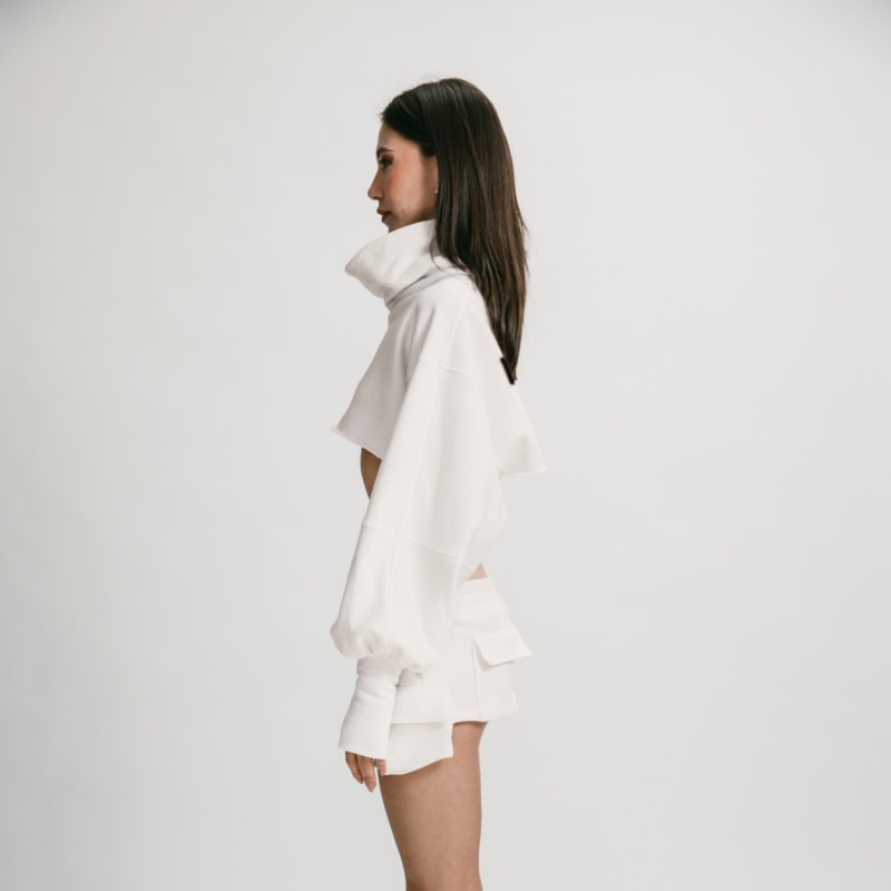 Thumbnail of Jarra Cropped Turtleneck Sweatshirt-Ivory image