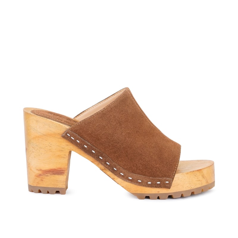 Jarrah Suede Slide Clogs In Tan by Rag Co
