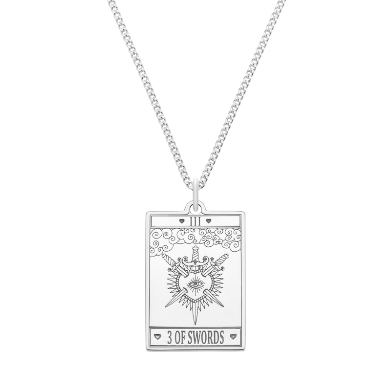 Thumbnail of Medium Sterling Silver “3 Of Swords” Tarot Card Necklace image