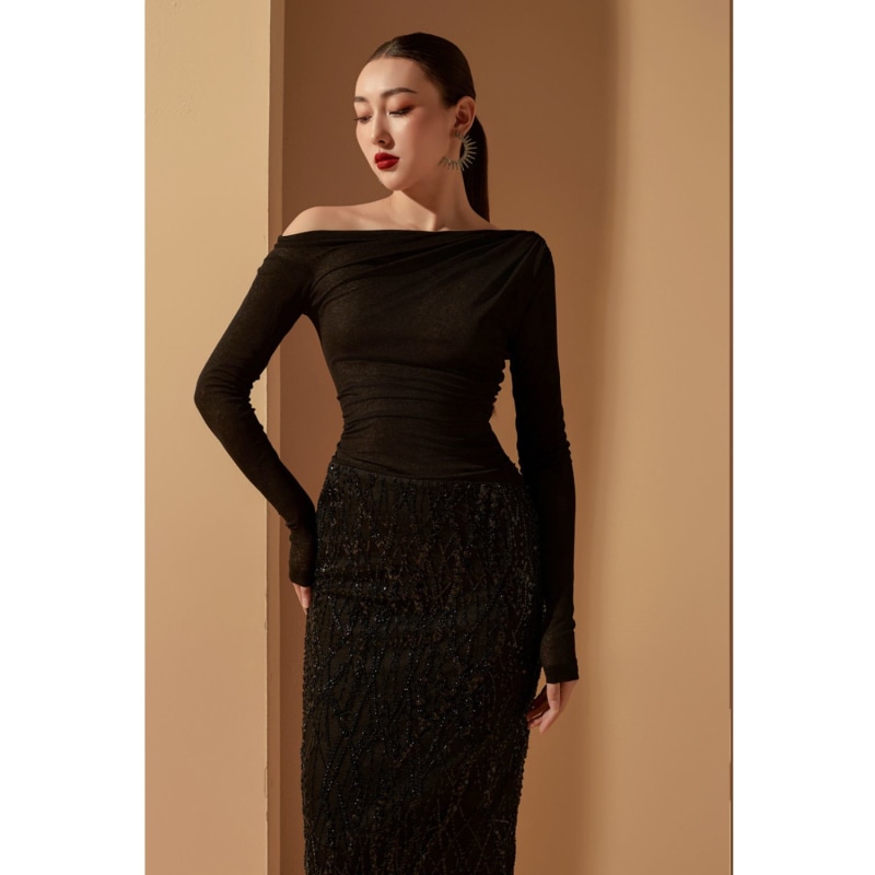 Thumbnail of Jazlyn Elastane Crystal Off Shoulder Dress image