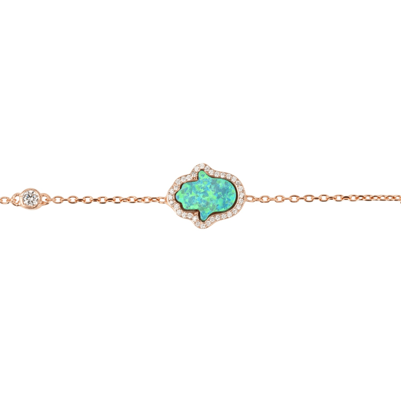 Thumbnail of Hamsa Opalite Green Bracelet Rosegold image