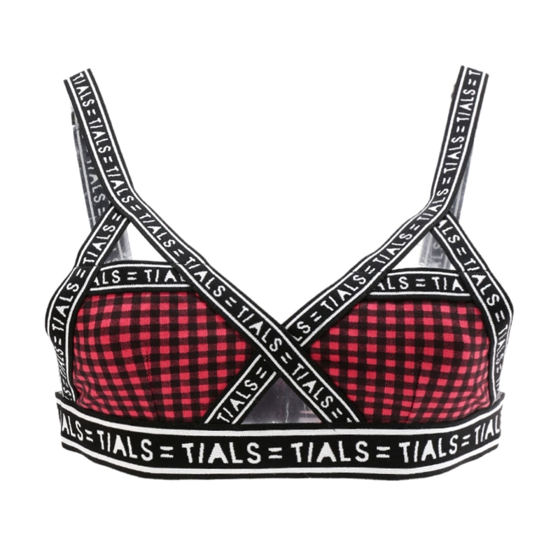 Single Logo Bondage Bra Red Gingham This Is A Love Song Wolf Badger