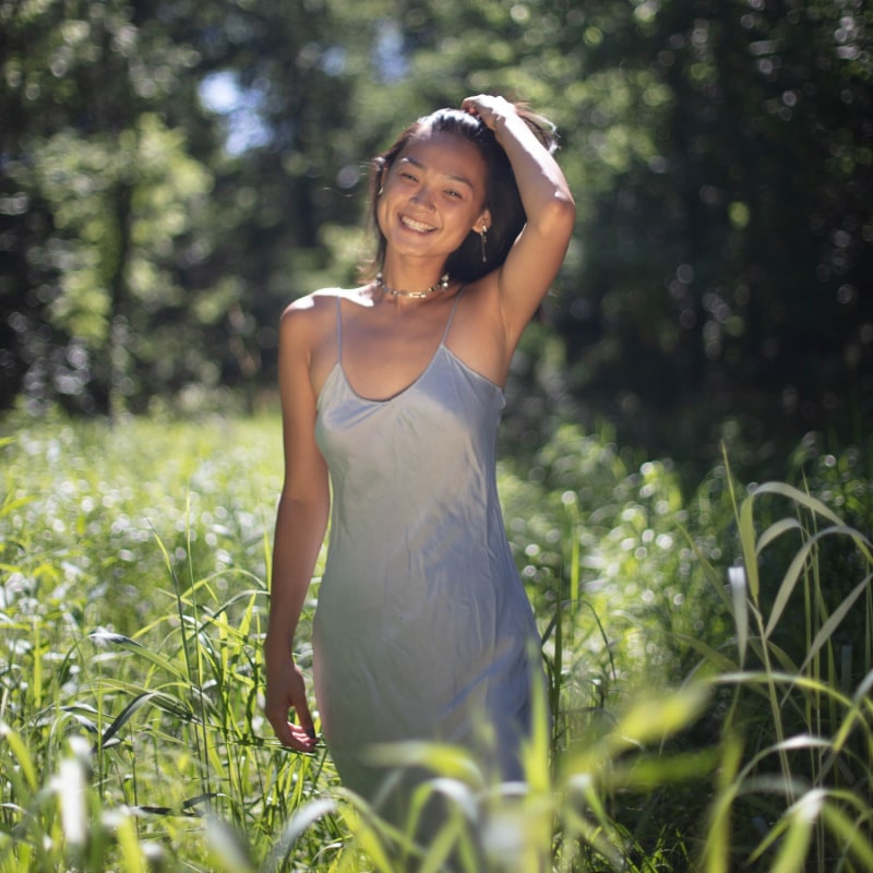 Thumbnail of Natural Dyed Prairie Wildrye Slip Dress In Tall Bell Flower image