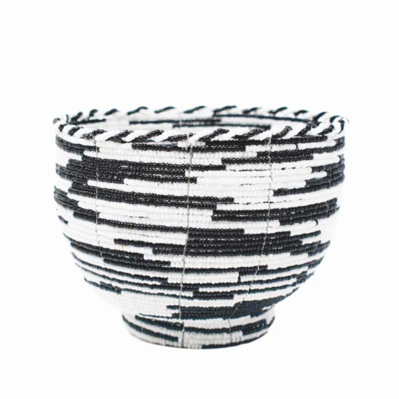 Thumbnail of Beaded Bali Bowl - Black & White Pattern image