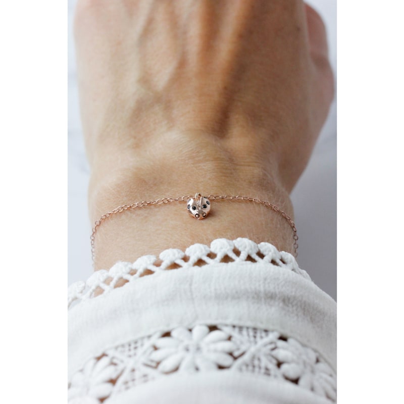 Thumbnail of Ladybird Black Diamond Bracelet – Rose Gold - Wings Open image