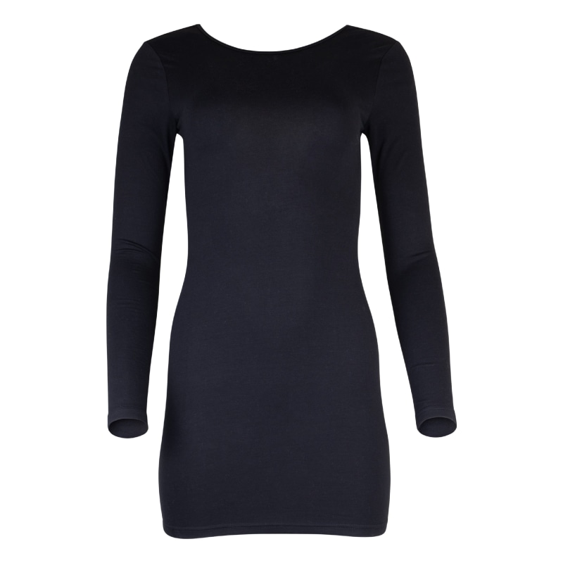 Jenna Long Sleeve Open Back Cotton Mini Dress - Black | LEZAT | Wolf ...