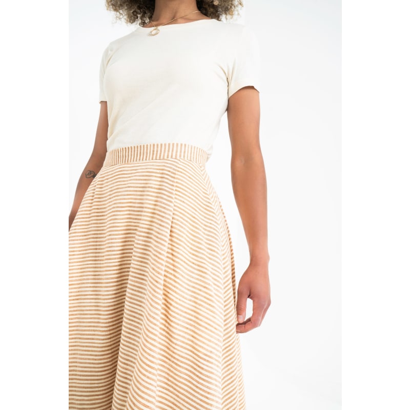 Thumbnail of Jenna Striped Midi-Length Full Skirt Terracotta image