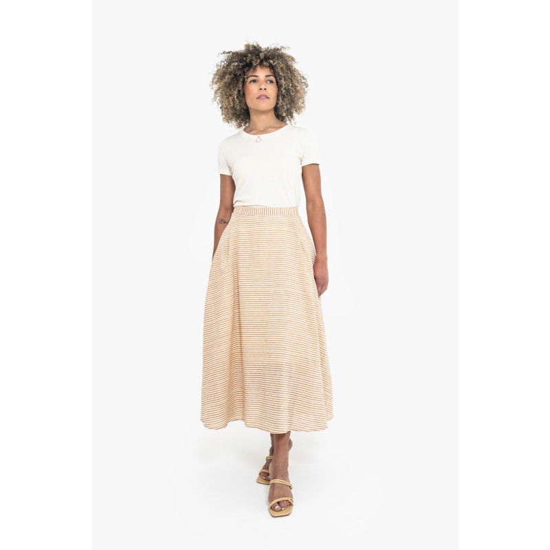 Thumbnail of Jenna Striped Midi-Length Full Skirt Terracotta image