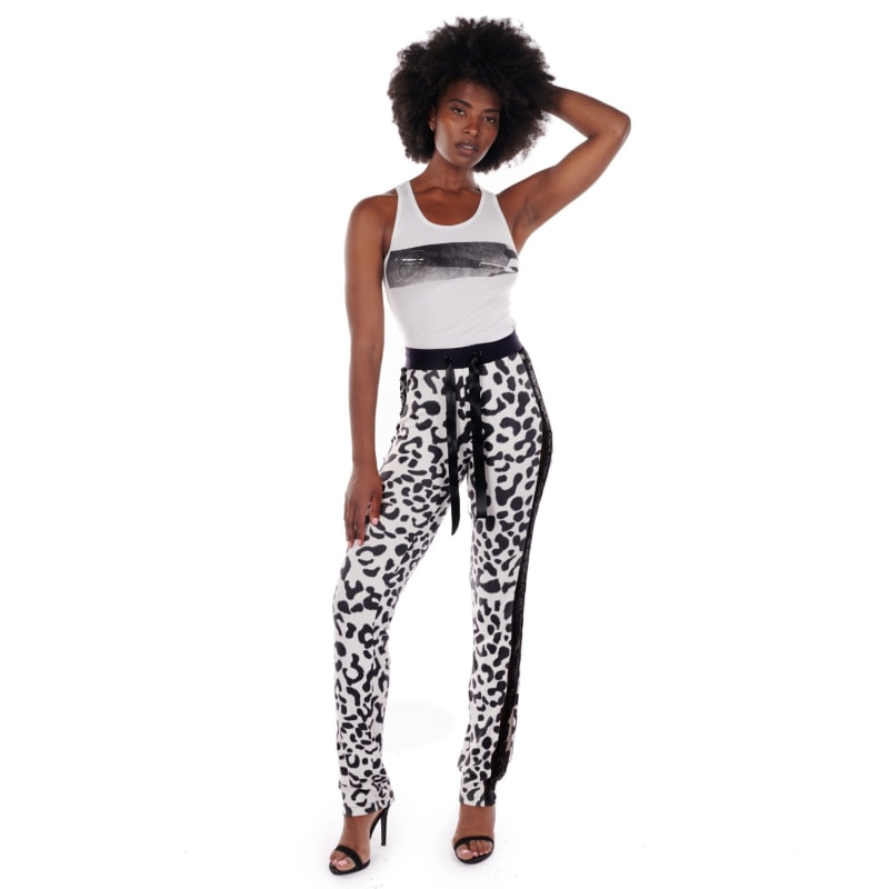 Jersey Pants In Animal Print - Black & White | VICTORIA RAINER