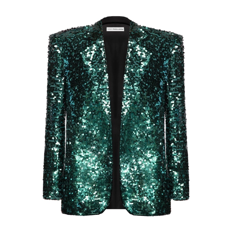 Thumbnail of Jesse Oversized Sequin Blazer In Cat Eye Green image