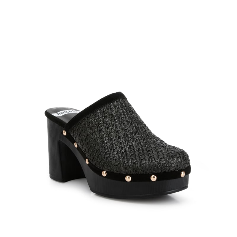 Thumbnail of Jeydena Raffia Platform Clogs In Black image