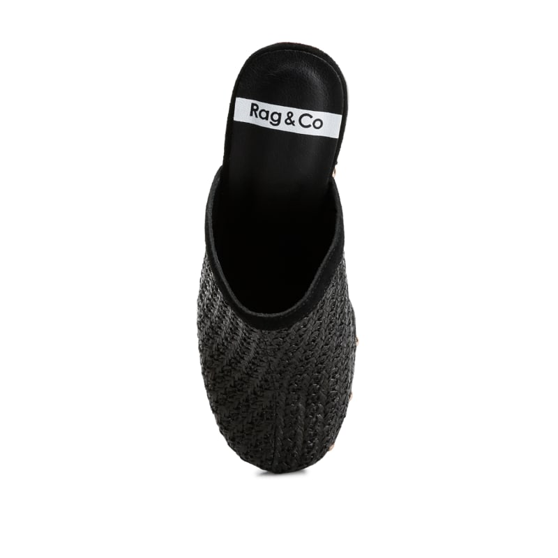 Thumbnail of Jeydena Raffia Platform Clogs In Black image