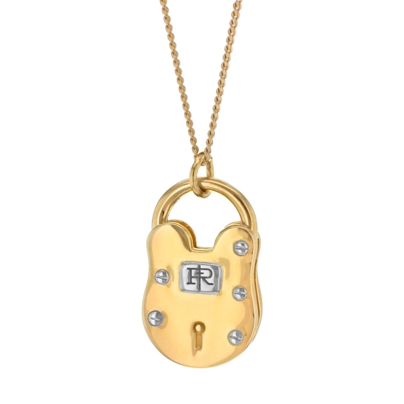 Two Tone Gold and Silver Mini Vintage Style Padlock Pendant True