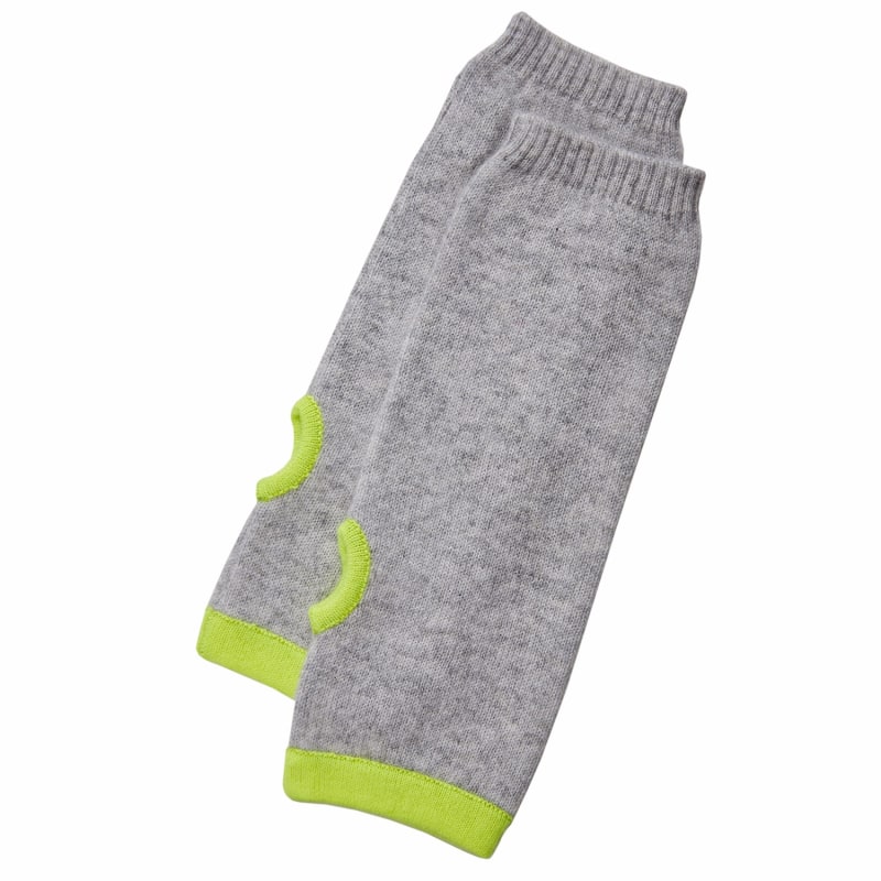 Thumbnail of Cashmere Wrist Warmers Grey & Yellow image