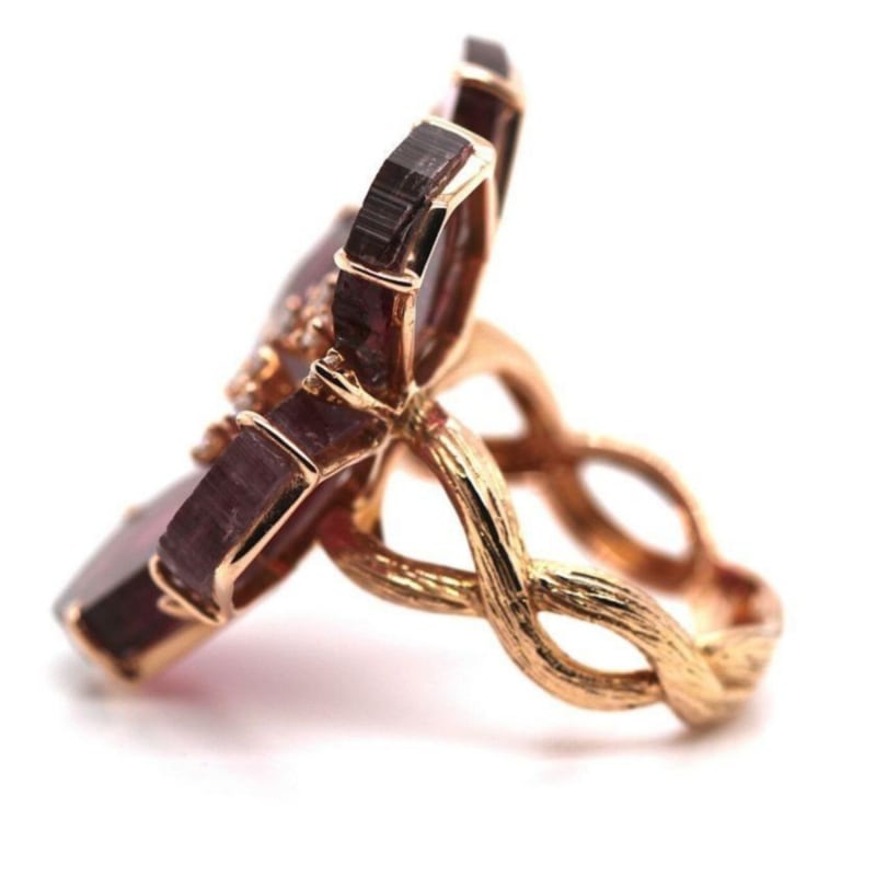 Thumbnail of Bicolor Tourmaline & Diamond Flora Ring In 18K Rose Gold image